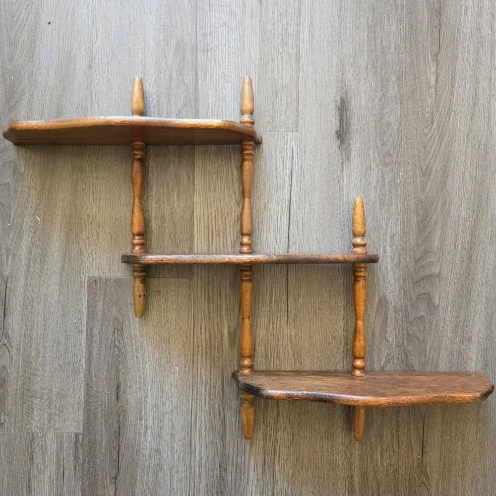 VTG Multi Configuration Spindle Wood Wall Shelves Knick Knack Display Cottage